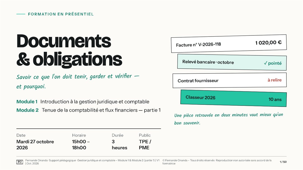 Couverture du support 1 : Documents et obligations
